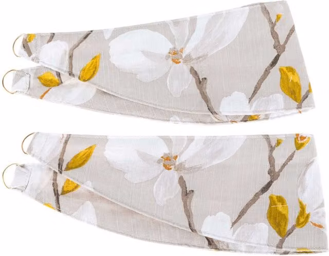 Homescapes Anita Floral Tie Back Pair in Yellow, Beige and Multicolour