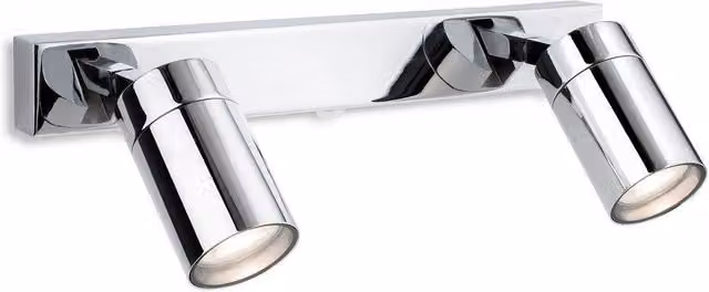 Netlighting Pinnacle 2 Light Adjustable Spotlight Bar in Polished Chrome and Grey, IP44 Wall Mounted