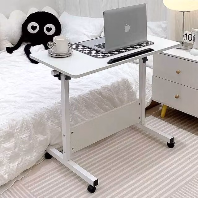 FORGEVIO Portable Table Mate Laptop and Dinner Tray in White with Tilting Rectangular Glass Top – 1