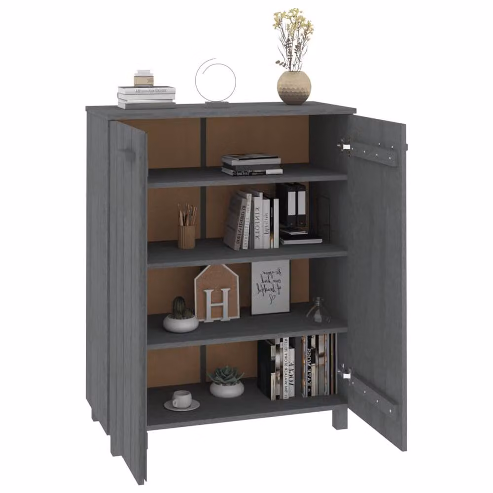 Berkfield Home HAMAR Shoe Cabinet in Dark Grey Solid Pine, W/D/H: 85 x 40 x 108 cm – 5