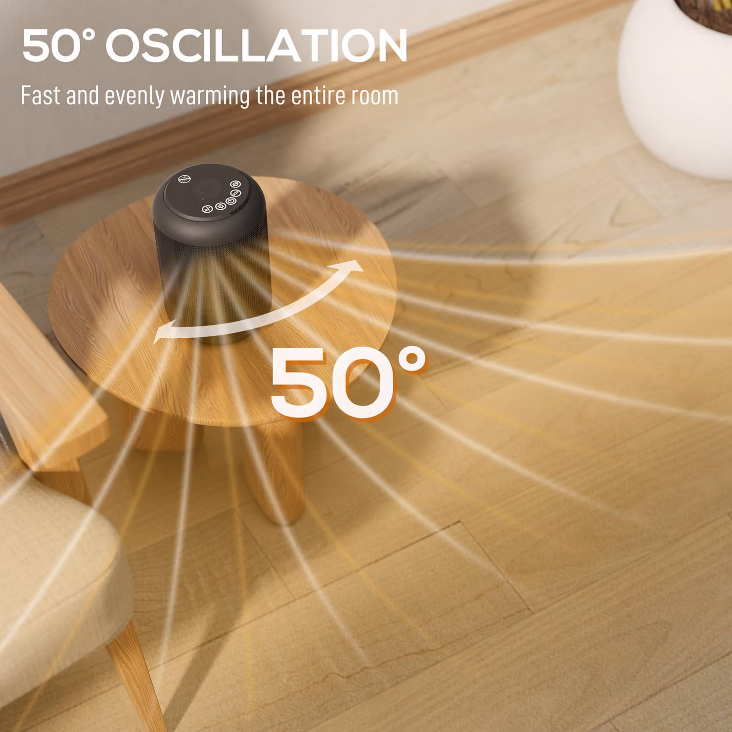 HOMCOM 1500W Ceramic Electric Fan Heater with Timer, Overheat and Tilt Protection, Black – 6