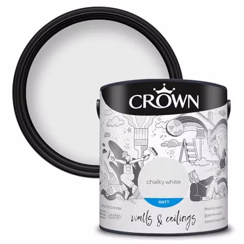 Crown Walls & Ceilings Matt Emulsion Paint, White, 2.5L – 1