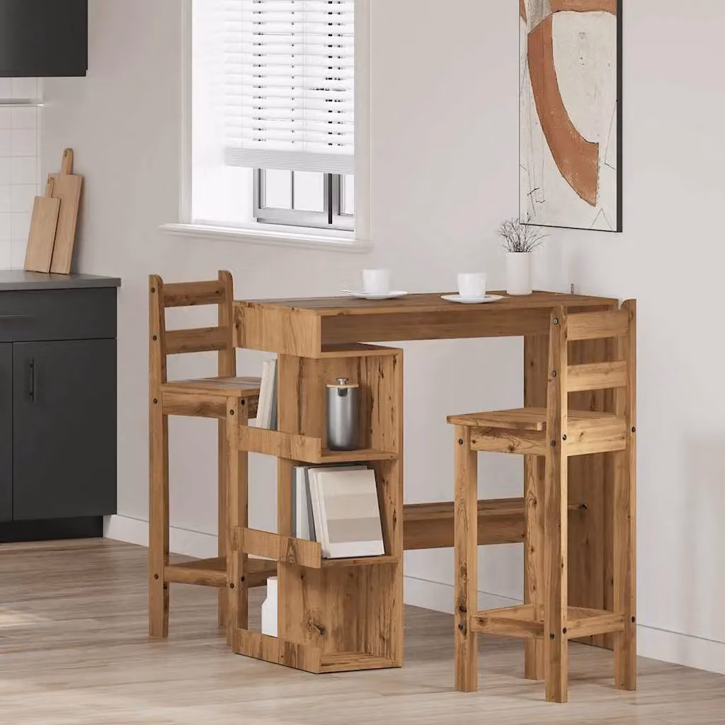 Berkfield Home Bar Table with Storage Rack in Artisan Oak Brown, W/D/H: 100 x 48 x 101.5 cm – 3
