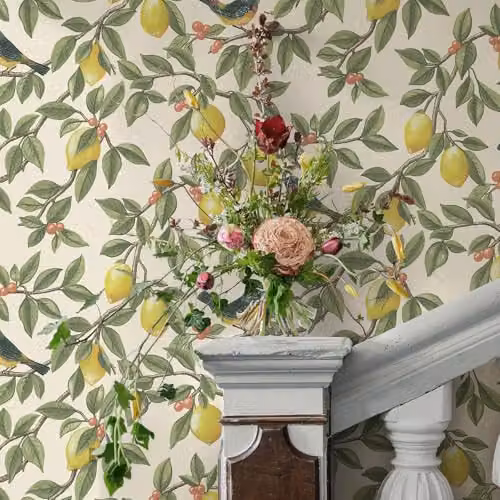 Holden Decor Lemon Fruit and Leaf Trail Botanical Birds and Berries Themed Wallpaper in Multicolour Orange and Yellow – 2
