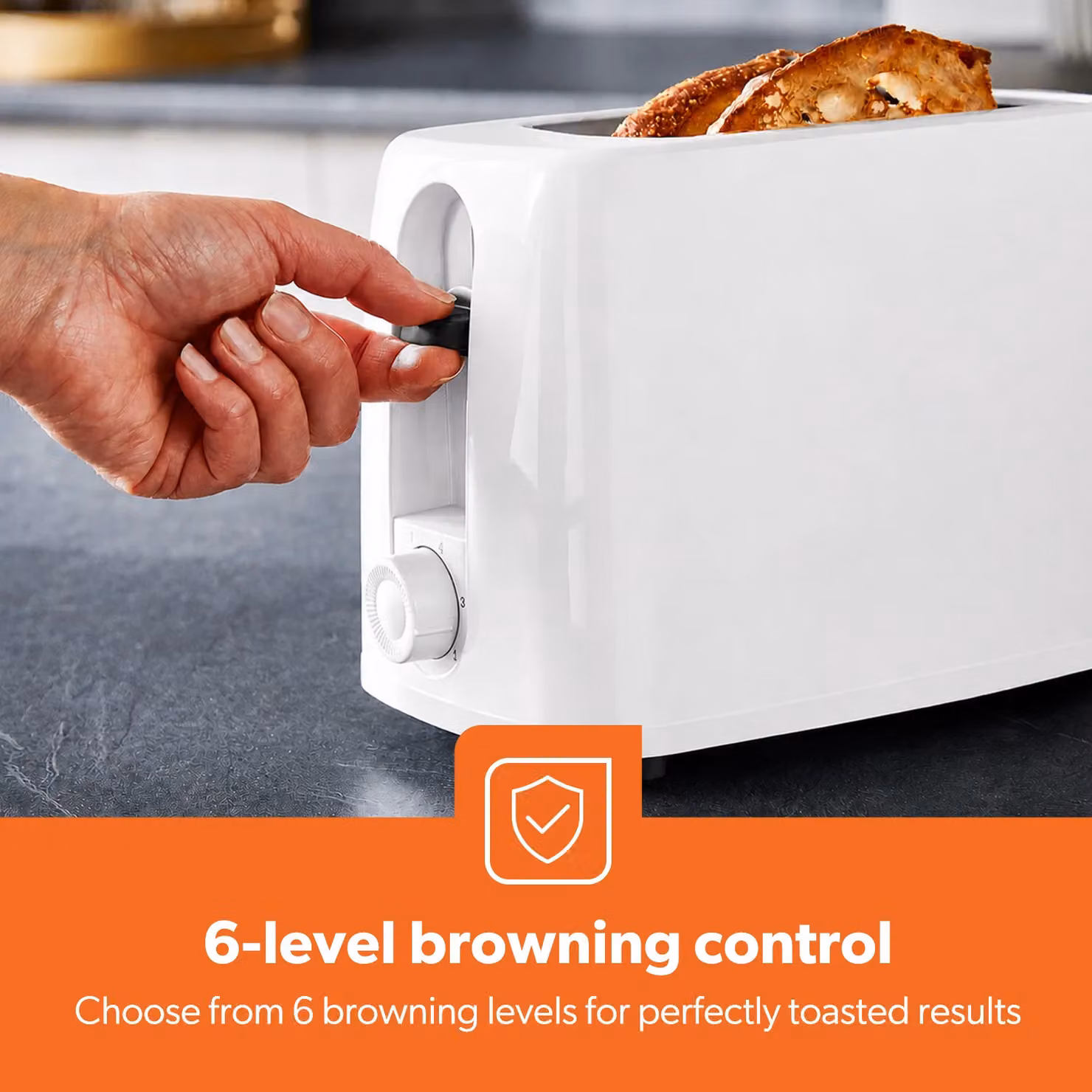 Geepas 2 Slice Bread Toaster with 6 Level Browning Control and Crumb Tray in White – 3