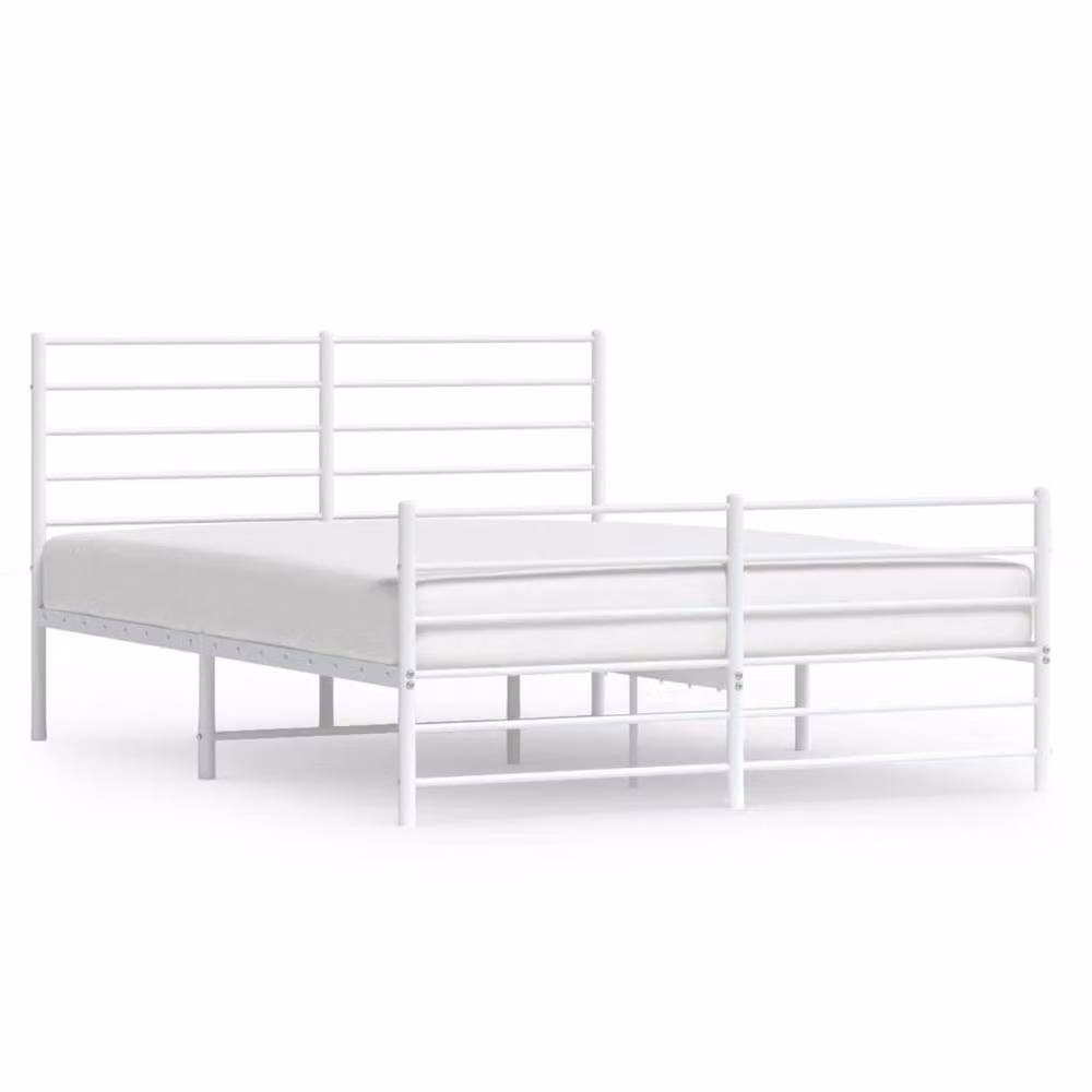 Berkfield Home Metal Bed Frame with Headboard and Footboard in White, W/D/H: 135 x 190 cm Double – 2