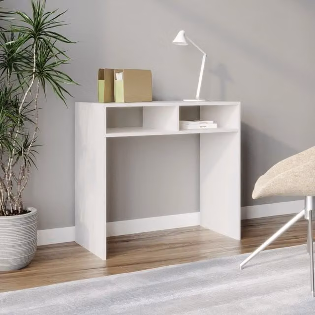 EONLION White Wood Console Table and Computer Desk W: 80 cm, D: 39.5 cm, H: 75 cm – 1