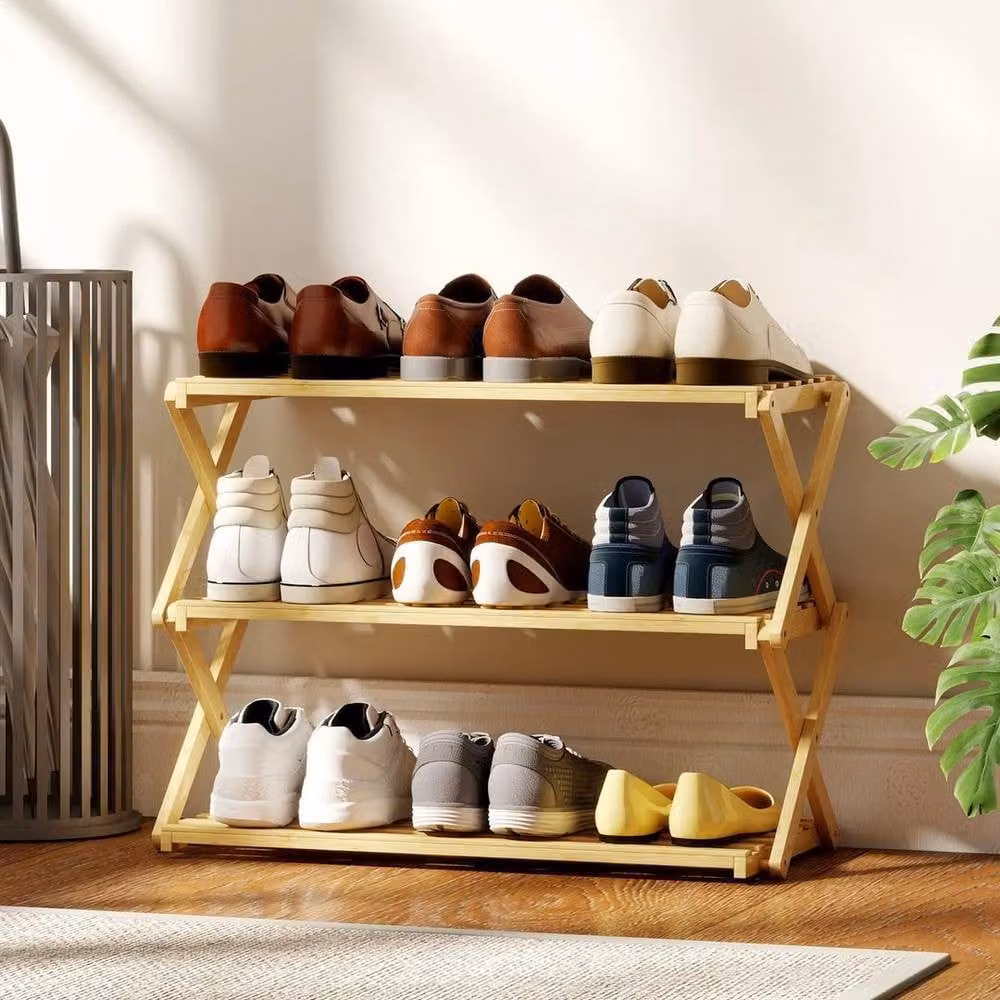FORGEVIO 3-Tier Bamboo Shoe Rack in Natural Beige – 3