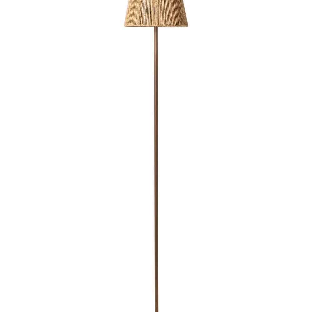 Wyld and Coco Boho Floor Lamp with Brown Paper Shade and Black Metal Base – 2