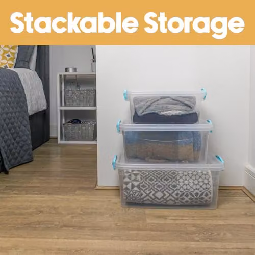 JVL Set of 3 Transparent Plastic Clip Lidded Food Storage Boxes, 5l, 8.5l and 13.5l – 2