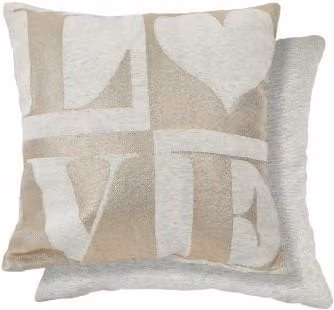 New Edge Blinds Amor Love Gold and Beige Chenille Cushion Cover, W/D/H: 43 x 43 x 43 cm