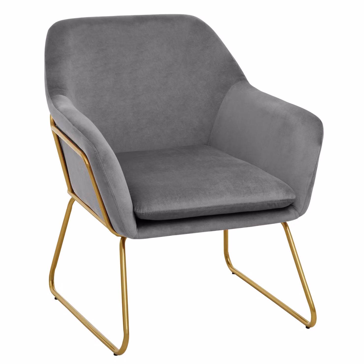Orsina Modern Grey Velvet Armchair with Gold Metal Frame – 2