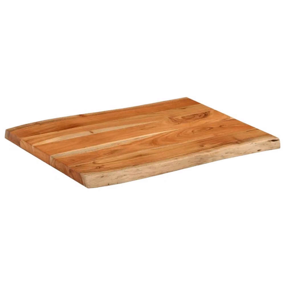 Berkfield Home Rectangular Solid Wood Acacia Live Edge Table Top, Brown, W: 80 cm, D: 60 cm, H: 3.8 cm – 2