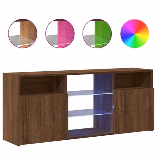 vidaXL Revera Modern TV Cabinet with LED Lights in Brown Oak, W/D/H: 120 x 30 x 50 cm – 2