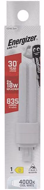 Energizer LED PLD G24d 2-Pin 6W Cool White Bulb, White