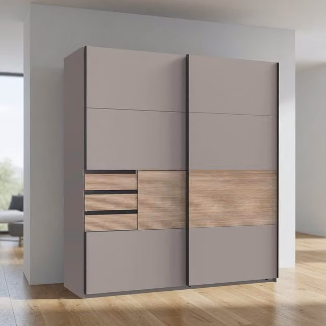 Bremen 2 Door Sliding Wardrobe in Matt Grey