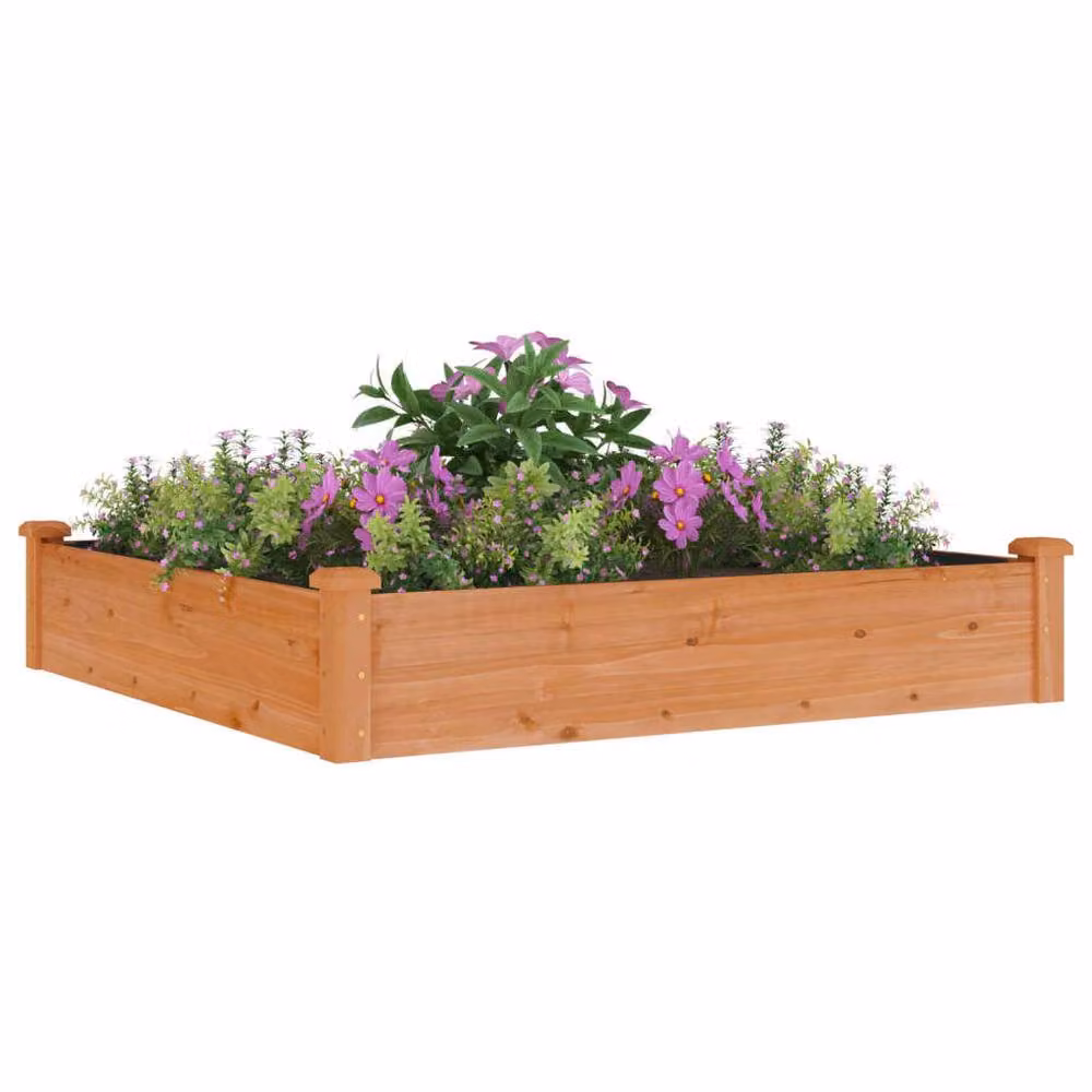 Berkfield Home Garden Raised Bed with Liner in Brown, Solid Fir Wood, W/D/H: 120 x 120 x 25 cm – 3