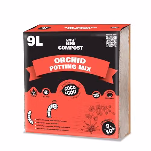Coco & Coir Orchid Potting Mix, Peat-free Coco Coir Compost with Feed, 9L – 1
