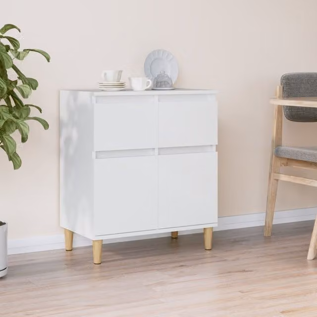 Berkfield Home White Sideboard in Engineered Wood, W: 60 cm, D: 35 cm, H: 70 cm