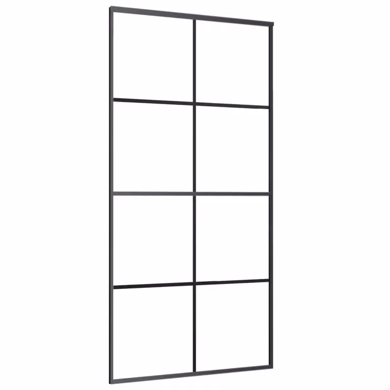Berkfield Home Black Aluminium and ESG Glass Sliding Door W: 102.5 cm, H: 205 cm