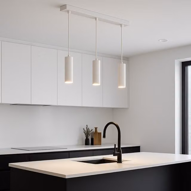 CGC Christine White Triple Suspended Slim Cylinder Ceiling Light in Aluminium