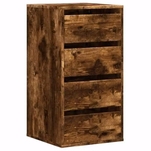 vidaXL Corner Chest of Drawers in Smoked Oak, W/D/H: 40 x 41 x 76 cm