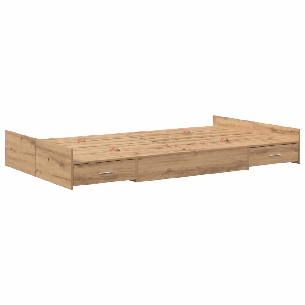 Berkfield Home Artisan Oak Storage Bed Frame with Drawers, Brown, W/D/H: 120 x 200 cm – 2