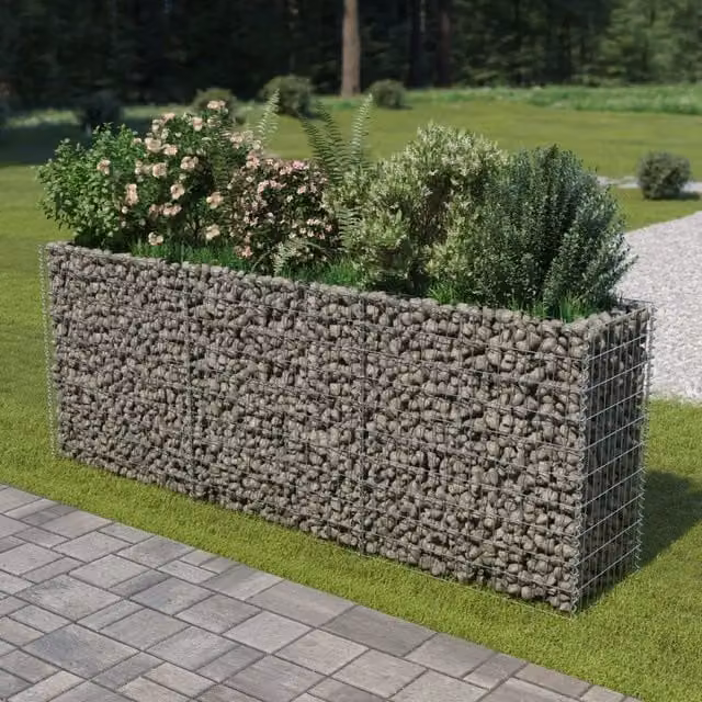 Berkfield Home Silver Galvanised Steel Wire Mesh Gabion Raised Bed W/D/H: 270 x 50 x 100 cm