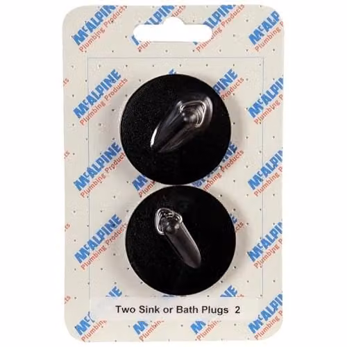 McAlpine CARD-2 Black PVC Two Sink or Bath Plugs with Triangle for 1.5 inch Waste