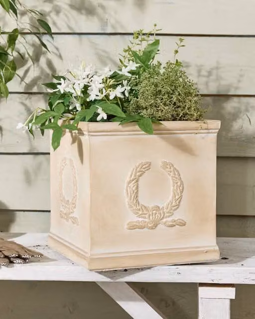 Dibor Beige Medium Fibreclay Outdoor Garden Planter Pot W: 30.5 cm, D: 30.0 cm – 1