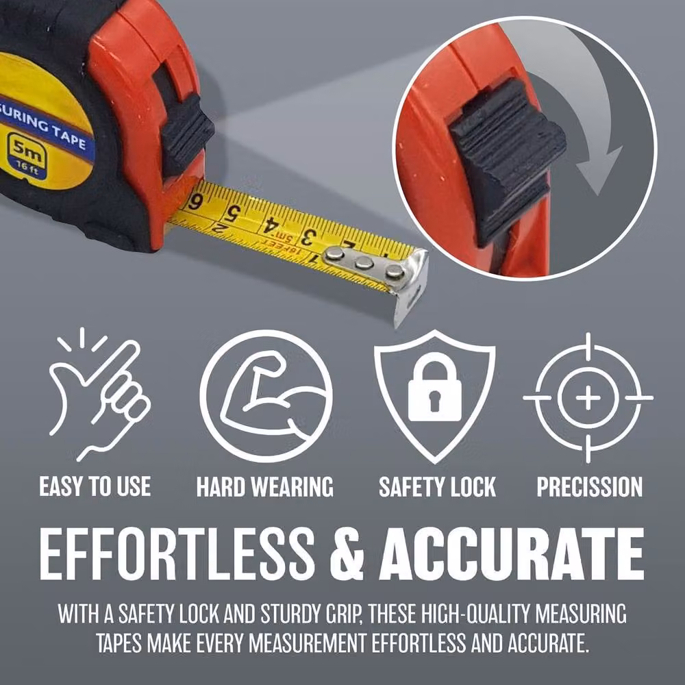 BARGAINS-GALORE Multicolour 10m Measuring Tape with Grip and Safety Lock – 4