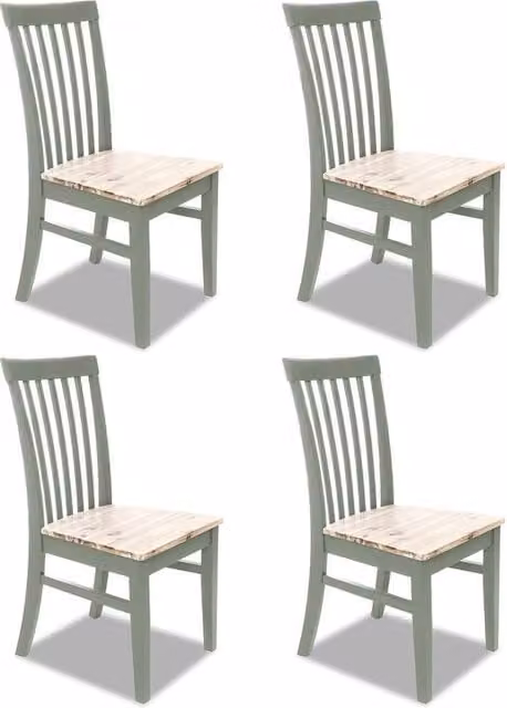 Statement Furniture Florence Highback Dining Chairs Set of 4 with Acacia Wood Seats in Sage Green, W45 x D53 x H94 cm – 1