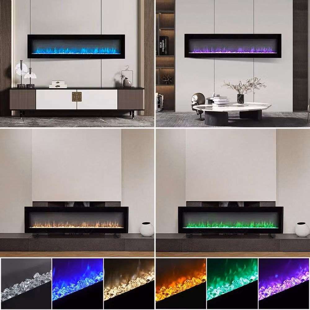 FORGEVIO 60 Inch Wide Wall Mounted LED Fireplace in Black – 6