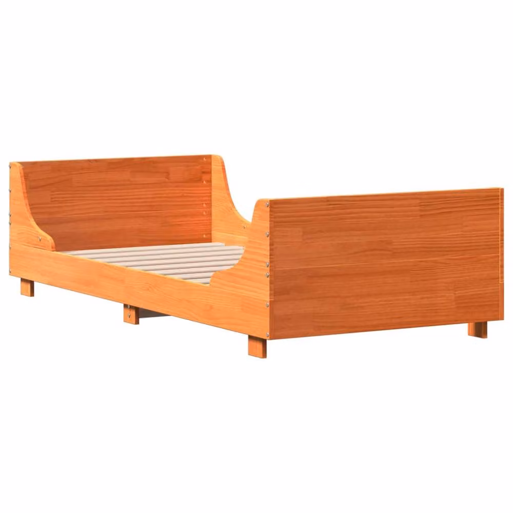 Berkfield Home Single Solid Wood Pine Bed Frame in Wax Brown, W/D/H: 90 x 190 cm – 3