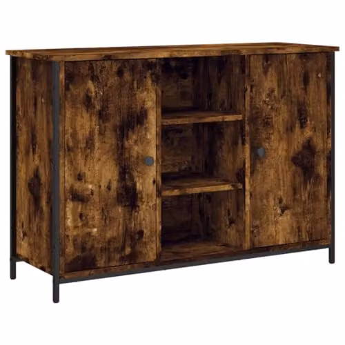 vidaXL Smoked Oak Sideboard in Brown, W/D/H: 100 x 35 x 70 cm