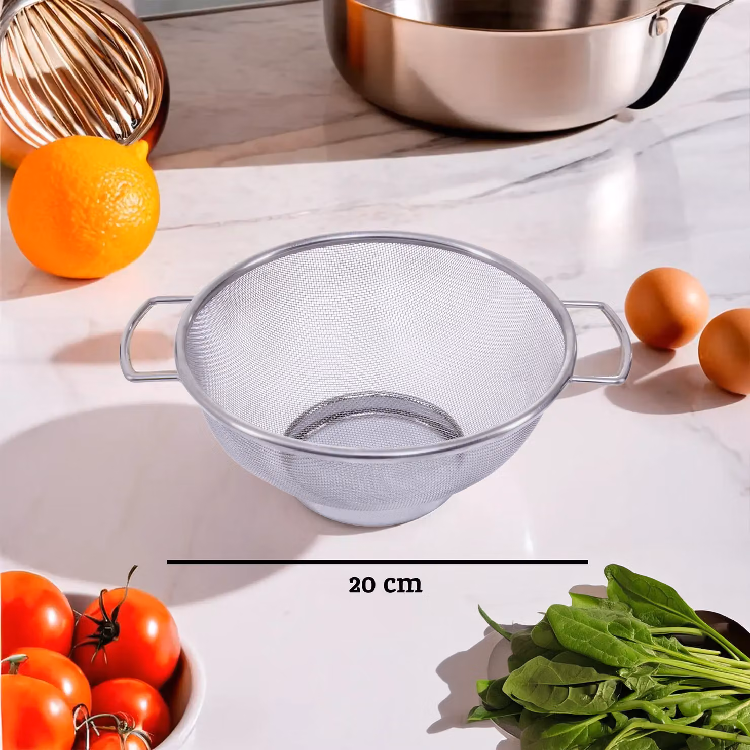 Orsina Zenigo 20 cm Fine Mesh Stainless Steel Sieve in Silver with Side Handles – 5