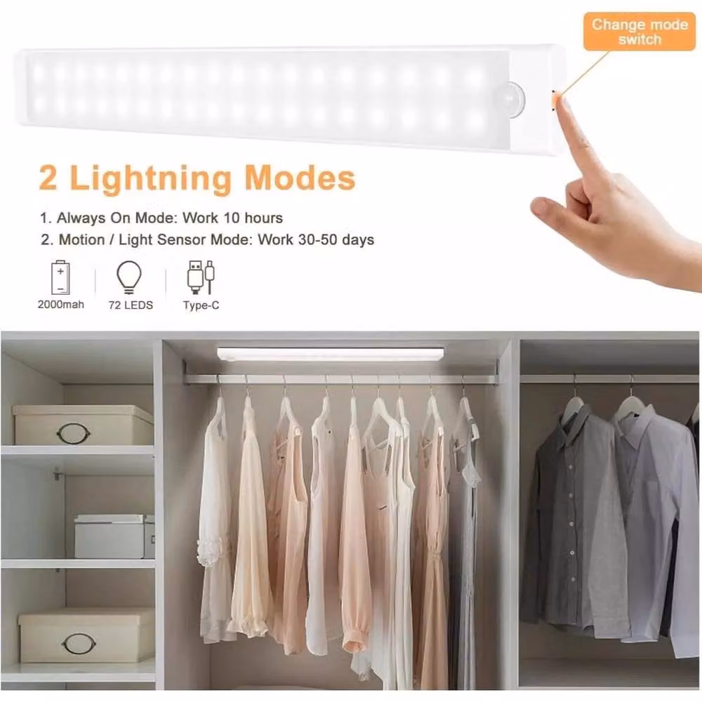 NESTLUNE 3-Piece White LED Motion Sensor Under Cabinet Lights, 30 cm – 5