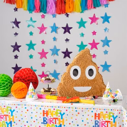 Fax Potato Poop Pinata Set with Blue Buster Stick and Blindfold in Blue and Brown, W45 x D10 x H45 cm – 2