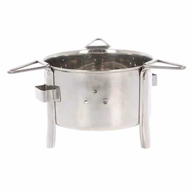 SPETLEK Silver Stainless Steel Round Chafing Dish Food Warmer Rack Stand with 13.5cm Tea Light Holder