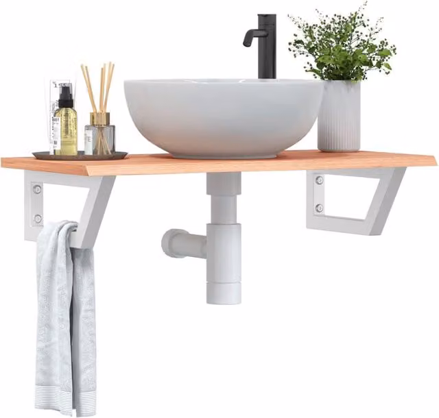 Berkfield Home Wall Mounted Basin Shelf in Brown Oak and Steel
