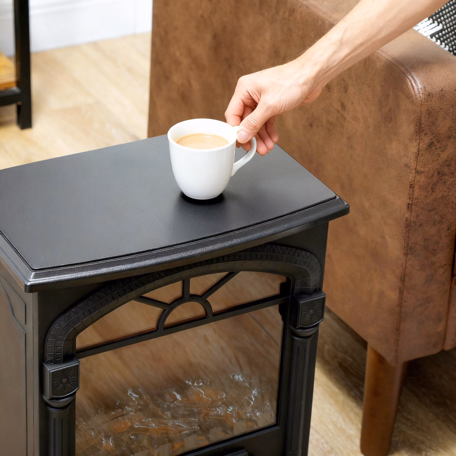HOMCOM Electric Fireplace Stove Heater with 3D Flame Effect, 2000W, Black – 8