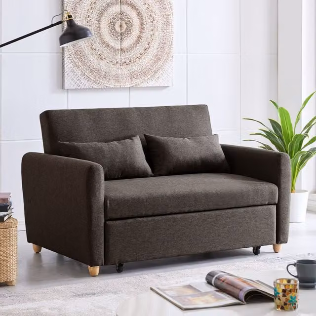 Bravich LTD Dahlia 2-Seater Pull Out Sofa Bed in Brown Fabric