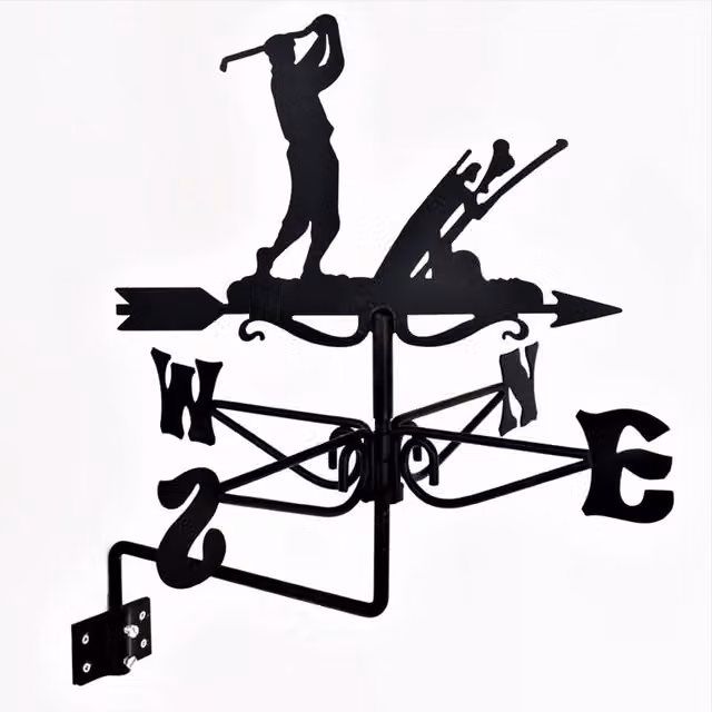 Buttercup Farm Mini Golfer Weathervane in Black Steel, W: 38 cm, D: 38 cm, H: 60 cm – 2