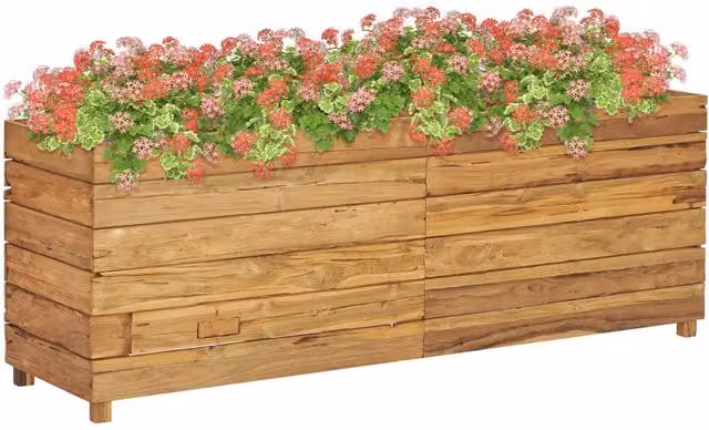 Berkfield Home Raised Bed in Brown Solid Wood and Steel, W/D/H: 150 x 40 x 55 cm