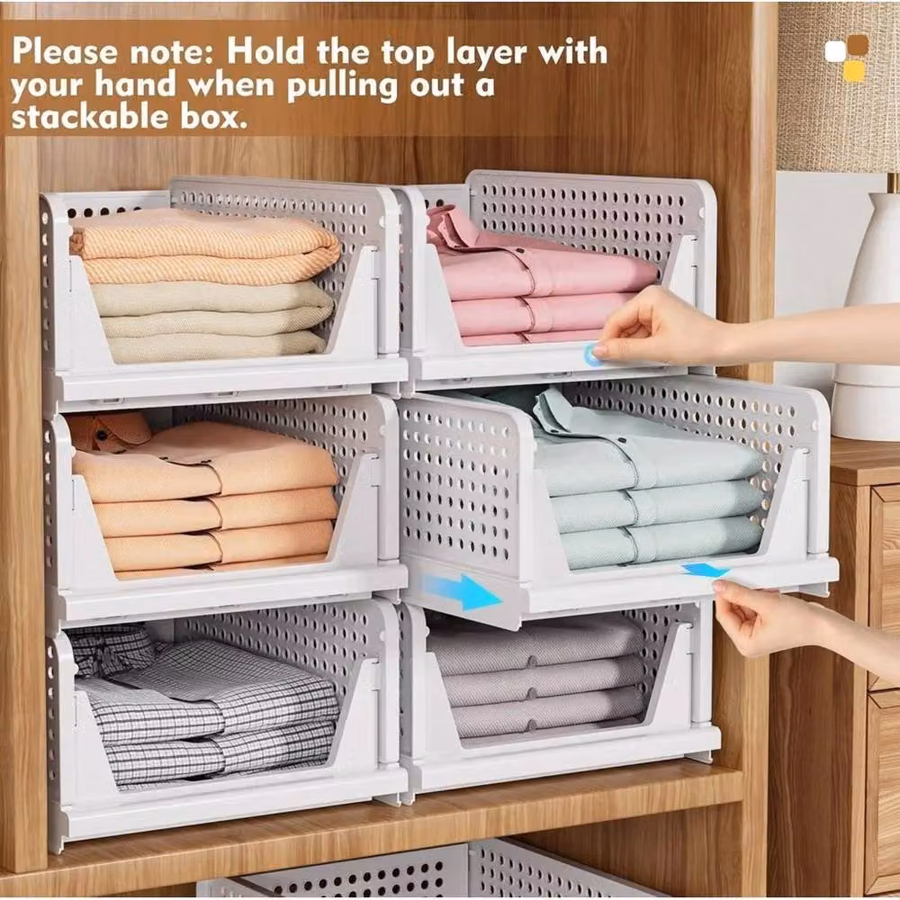 KORVIXA 4-Piece Stackable Wardrobe Drawer Unit Organiser in White – 3