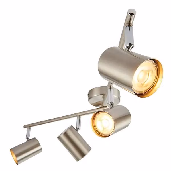 Netlighting Arezzo 4 Light Adjustable Spotlight Bar in Grey with Satin Chrome Effect and GU10 LED Compatibility