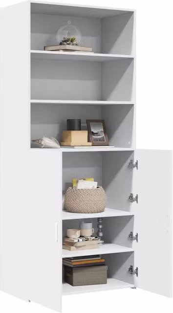 Berkfield Home Modern White Matt Highboard with Hinged Doors and Internal Shelves, W/D/H: 80 x 42.5 x 185 cm