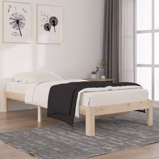 Berkfield Home Solid Wood Pine Bed Frame, Brown, W/D/H: 90 x 200 cm