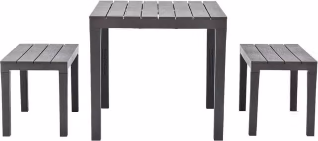 Berkfield Home Garden Table and 2 Benches Set in Brown Plastic – 1