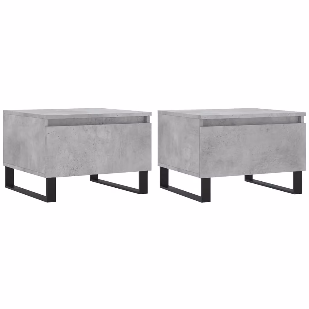 Berkfield Home Set of 2 Modern Square Coffee Tables in Concrete Grey, W/D/H: 50 x 46 x 35 cm – 2